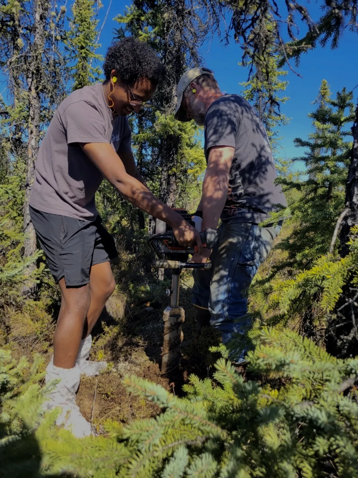 sampling permafrost in Alaska.